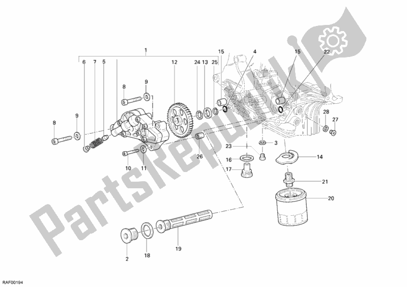 Todas as partes de Bomba De óleo - Filtro do Ducati Sport ST3 S ABS USA 1000 2007